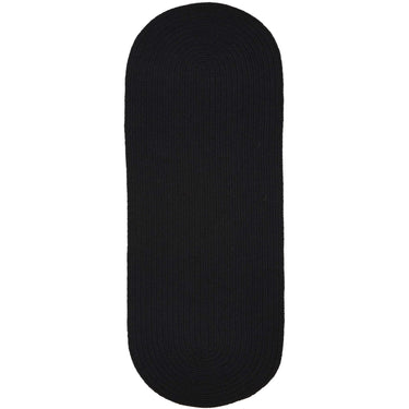 Wool Solids Area Rug - Runner - S112 Black